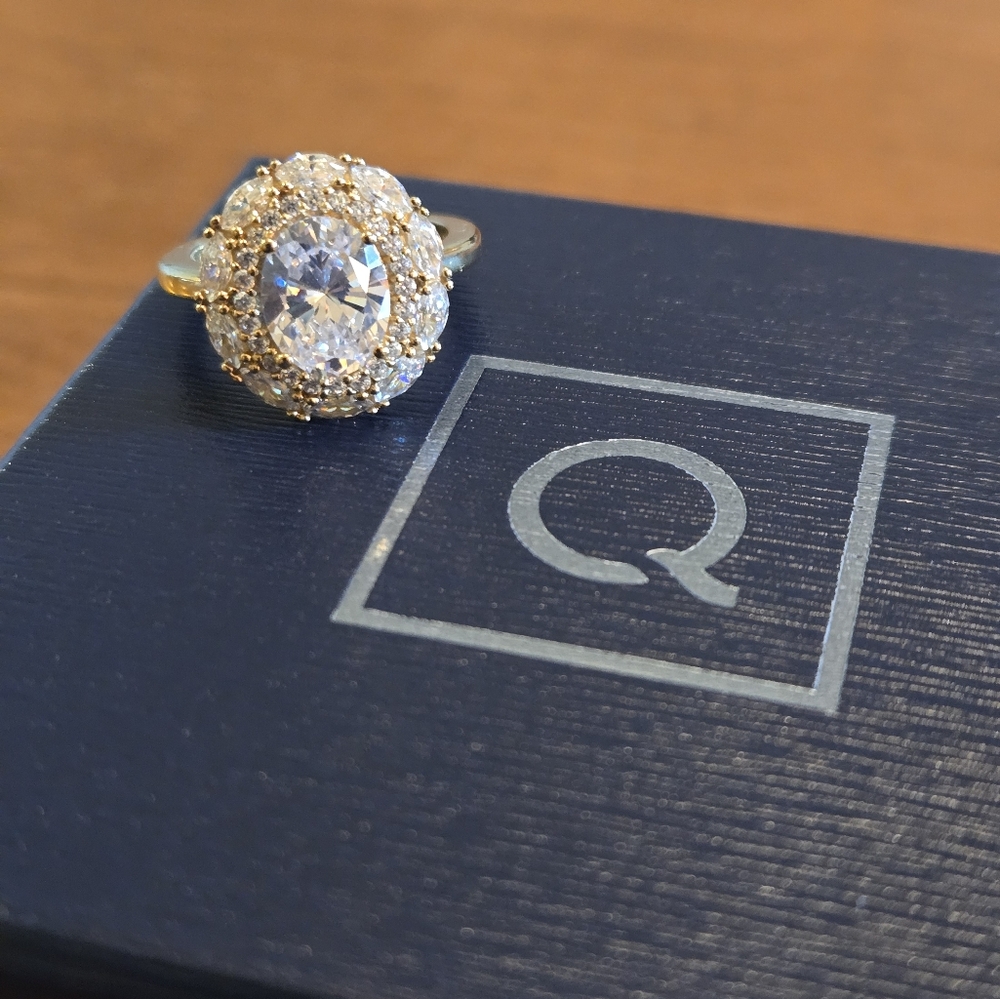 Diamonique Halo Cubic Zirconia Oval Ring